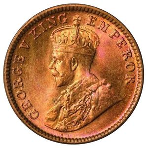 1925 India One Quarter Anna Coin