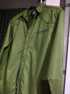 Spykar JNS Olive Green Cotton Shirt