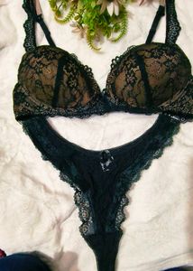 Elegant Black Lace detail lingerie set