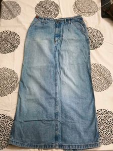 Light Wash Denim Maxi Skirt