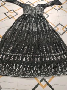 Elegant Black Sequined Ethnic Gown