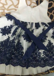 White &amp; Navy Lace Dress