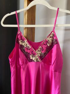 Vibrant Pink Satin Nightgown