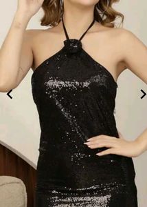 Sparkling Halter Neck Sequin Dress