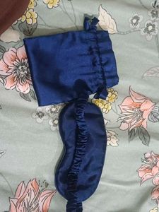 Navy Blue Silk Eye Mask with Pouch