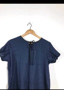 Navy Blue Tie-Neck Top