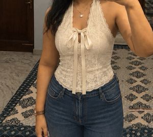 Elegant White Lace Halter Top