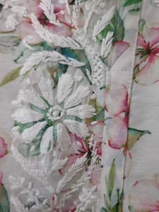 Floral Print Chikankari Embroidered Kurta