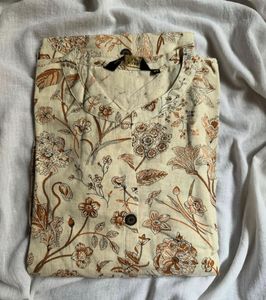 Stylish Floral Print Cotton Kurta