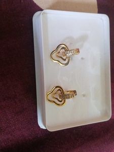 Gold Tone Guitar Earrings with Crystals