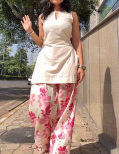 Desi Farsi White Sleeveless Kurta set