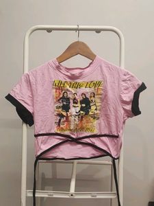 Pink "KILL THIS LOVE" Graphic Crop Top