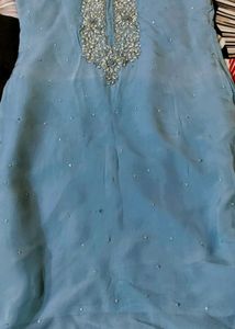 Sky Blue Embellished Sharara Set