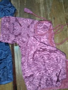 Crepe Embroidered Purple Blouse