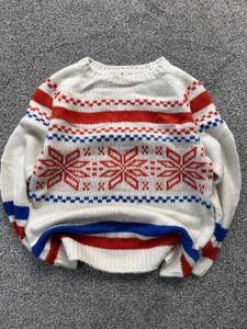Striped Snowflake Knit Sweater