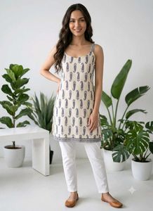Cream Paisley Print Kurta Top