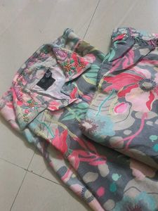 Floral co ord set with Embellished Collar