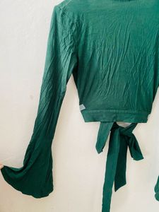 Emerald Green Wrap Crop Top