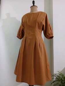 Vintage Style Brown Midi Dress