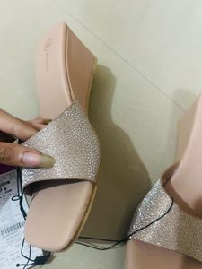 New Chic Nude Wedge Slides