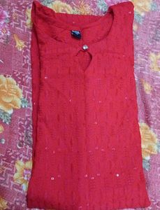 Stylish Red Long Kurti For Women