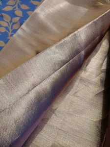 Elegant Blue Saree with Golden Leaf Motifs