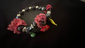 Blown glass charm n crystal bracelet combo