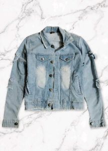 Light Wash Distressed Denim Jacket