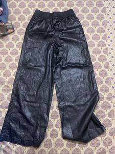 Black Faux Leather Wide Leg Pants