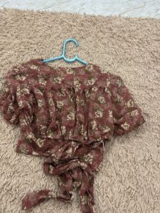 Chic Floral Print Wrap Top