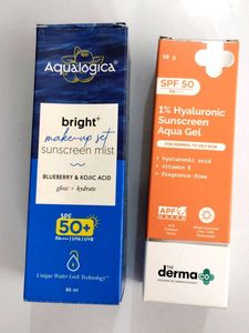 Aqualogica Makeup setting spray and dermaco hydron
