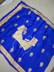 Beautiful Blue Saree With Blouse 💙