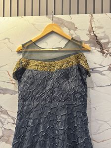 Stunning Grey &amp; Gold Ethnic Gown