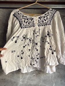 Embroidered Cream Blouse