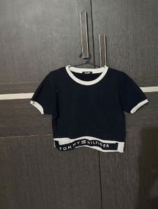 Women Navy Blue Crop Top | Size M