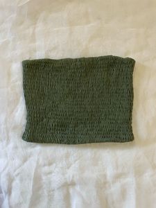Green Smocked Tube Top