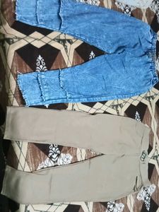 Women's Denim & Beige Pants Set