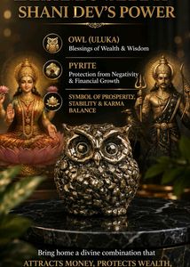 Shani Dev Power Owl & Pyrite Showpiece