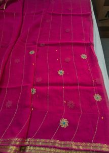 Vibrant Pink Embroidered Saree
