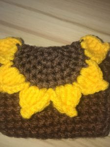 customed name Handmade Crochet Sunflower Pouch