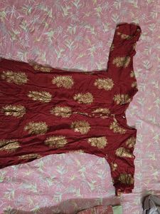 Maroon Kurta with Gold Print