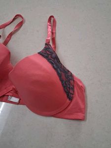 36C Coral Lace Trim Bra