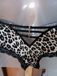 Leopard Print Lace Trim Panties