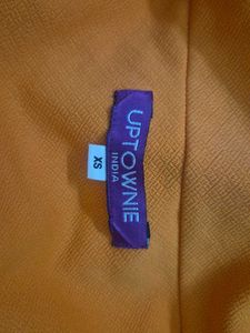 Orange Ruched Cowl Neck Top