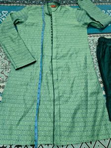 Boy's Green Printed Kurta Set