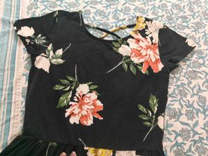 Chic Floral Print Short Sleeve Dress