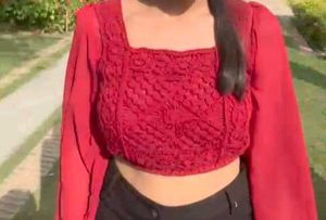 Maroon Crochet Detail Blouse Top