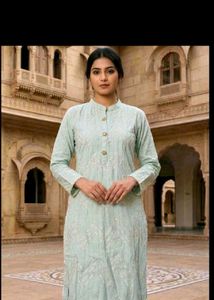 Elegant Mint Green Embroidered Kurta