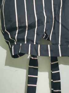 Striped Paded Crop Top with Tie Detail