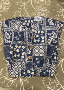 Blue &amp; White Floral Patchwork Blouse